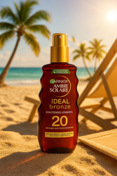 Brązujący olejek ochronny do opalania filtr 20 Garnier Ambre Ideal Bronze
