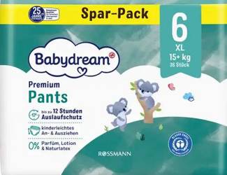 Babydream  XL  6 , od 15+ kg pieluchomajtki jednorazowe dla dzieci, 36 szt.